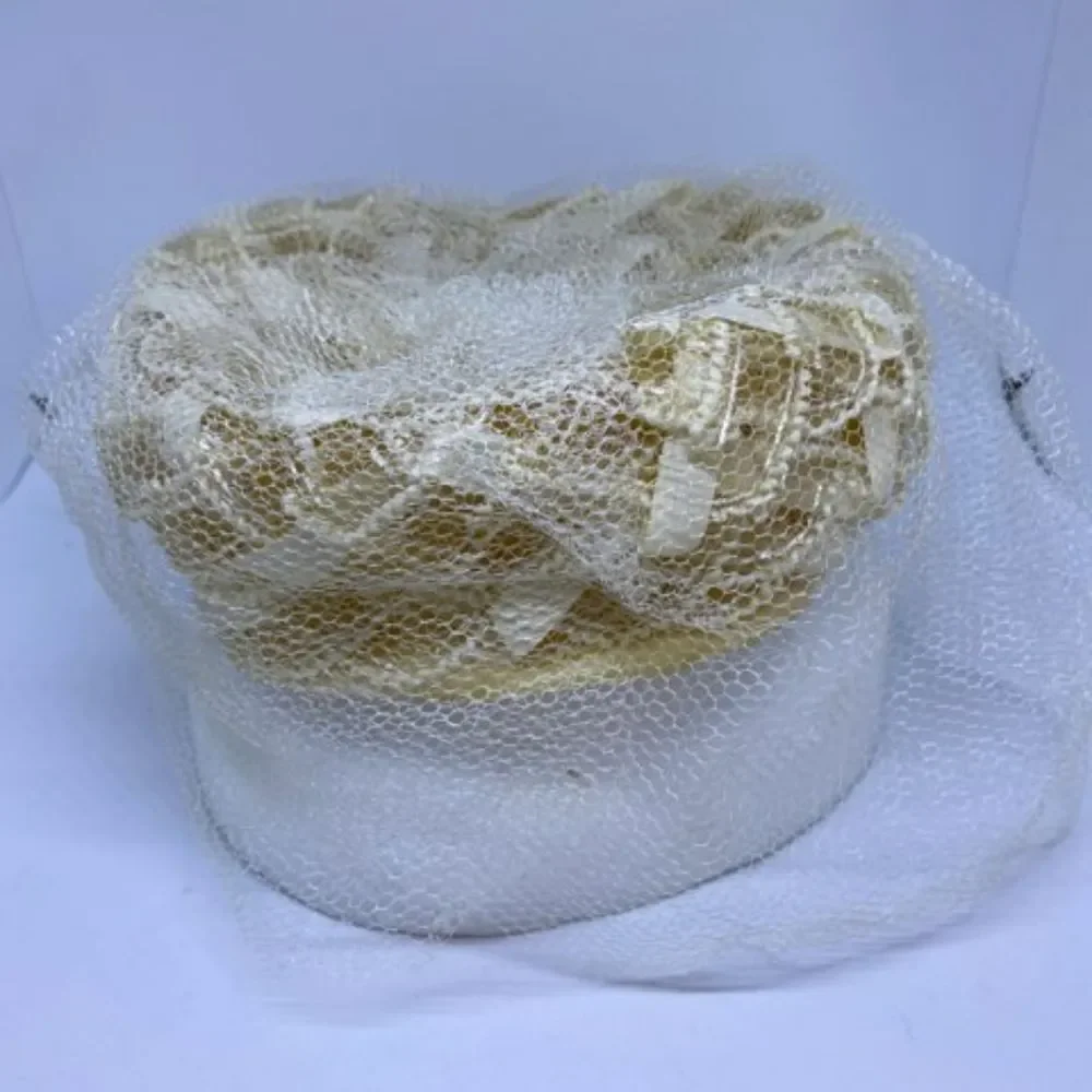 Vintage Cream & White Hat with Mesh